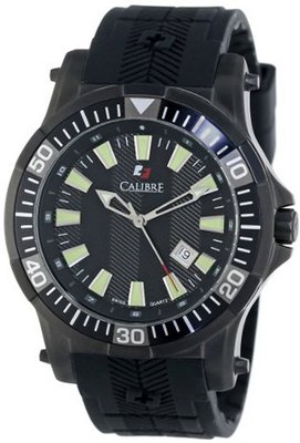 Calibre SC-4H1-13-007 "Hawk" Black Ion-Plated Stainless Steel and Black Rubber
