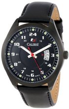 Calibre SC-4T1-13-007 Trooper Black Ion-Plated Coated Stainless Steel Leather Strap 24 Hour Time Display