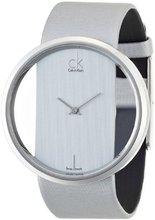 Calvin Klein Quartz, Genuine Silver Leather Strap with Crystal Clear Dial - K9423193