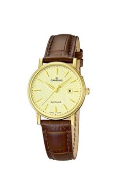 Candino Quartz with Gold Dial Analogue Display and Brown Leather Strap C4490/3