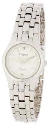 Caravelle by Bulova 43P106 Classic 2 Diamond Silver and White Stick Dial