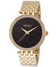 New York Black Crystal Pave Gold Tone Ion Plated Stainless Steel