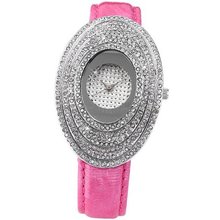 Carfenie Oval Lady  Pink Fashion Leather Band Quartz Dress Wrist CFE058