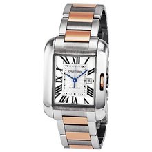 Cartier Tank Anglaise Medium Automatic Silver Dial 18 kt Rose Gold and Steel Unisex W5310007