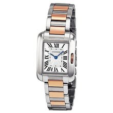 Cartier Tank Anglaise Small Automatic Silver Dial 18 kt Rose Gold and Steel Ladies W5310019