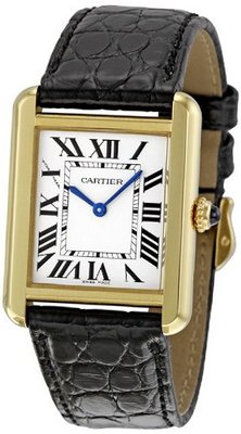 Cartier W5200002 Tank Solo Black Leather Strap