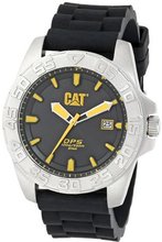 CAT WATCHES PN14121124 DPS Date Black and Yellow Analog Dial Black Rubber Strap