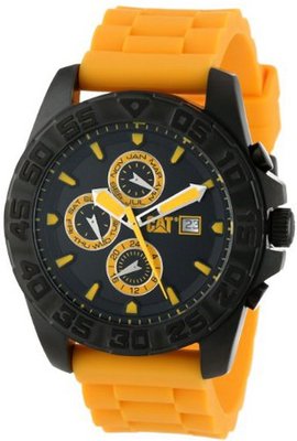CAT WATCHES PN16920124 DPS Multi-Function Black and Yellow Analog Dial Black Rubber Strap