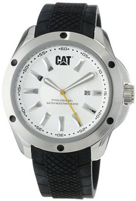 CAT WATCHES YQ14121222 Stream Date White Analog Dial with Black Rubber Strap