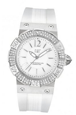 CAT Active Ocean Lady , White With Stones Dial and White Silicone Strap