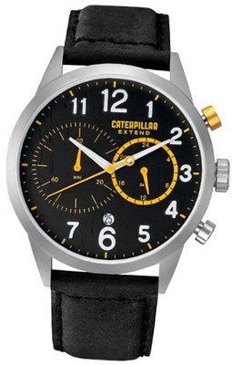 CAT Extend , Black / Yellow Dial and Black Leather Strap