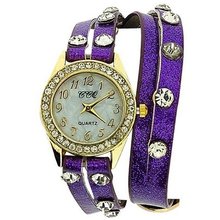 TOC Ladies Crystal Studded Extra Long Purple Glitter Strap Dress SW1096