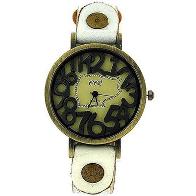 TOC Unisex Oxidised Metal Dancing Numbers White Strap SW-775