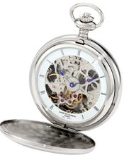 Charles-Hubert, Paris 3904-W Premium Collection Stainless Steel Polished Finish Double Hunter Case Mechanical Pocket