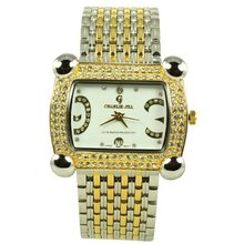 Charlie Jill in Silver Gold 2tone Dial Enchanted with Rhinestone and Stainless Steel Bracelet