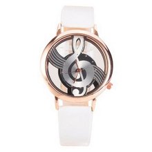 Novelty Musical Note Dial Quartz Movement with Pu Leather - Rose Golden