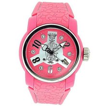 Christian Audigier Spoiler Ladies Analogue Pink Rubber Strap INT-319