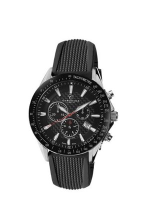 Christina Design London Racing Sport Quartz with Black Dial Analogue Display and Black Rubber Strap 516SBL-RUBBER