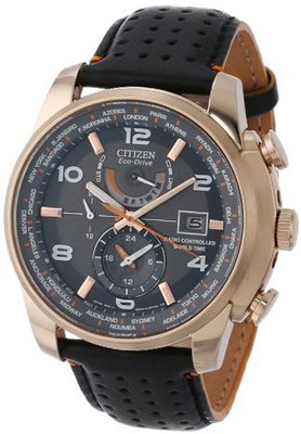 Citizen AT9013-03H World Time A-T Eco-Drive World Chrono Black Leather Strap