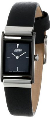 Citizen EW9215-01E "Eco-Drive" Stainless Steel and Black Leather