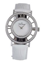 Claude Bernard 20072 3PB NA Ladies Fashion Mother-of-Pearl Swarovski Ivory Leather