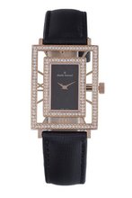 Claude Bernard 20074 37RPB NAN Ladies Fashion Rectangular Gold PVD Crystal Black Stain