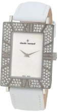 Claude Bernard 20075 3PB NA Ladies Fashion Rectangular Crystal Mother-of-Pearl Satin