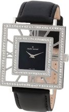 Claude Bernard 20076 3PB NAN Ladies Fashion Square Crystal Black Mother-of-Pearl Satin