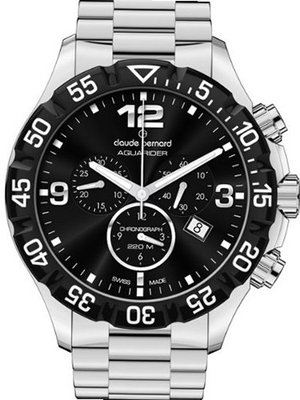 Claude Bernard Aquarider Black Dial Chronograph Dive 10202-3-NIN