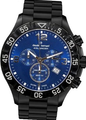 Claude Bernard Aquarider Black PVD Chronograph Dive 10202-37N-BUN