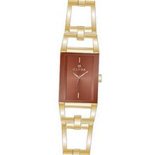 Clyda CLD0254PMIX Analog Quartz Fashion with Brown Dial and Plated Bracelet