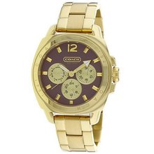 Coach  14501440 Boyfriend Style Gold Plated Bracelet Case and Bezel Brown Dial