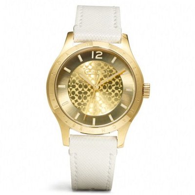 Coach Maddy Signature Gold Plated Leather Strap W6004 White