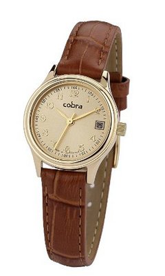 Cobra CO147SG3L3 Analog Quartz with Golden Dial and Gold Leather Strap