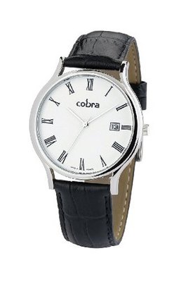 Cobra CO645SS1L2 Analog Quartz with White Dial and Black Leather Strap