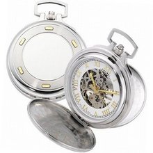 Colibri Pocket Mechanical Skeleton Stainless Steel with 14K Gold Inserts PWQ096820S
