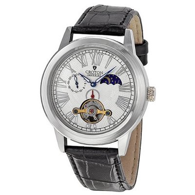 Croton Automatic White Dial Stainless Steel Black Leather CI331070BSKB