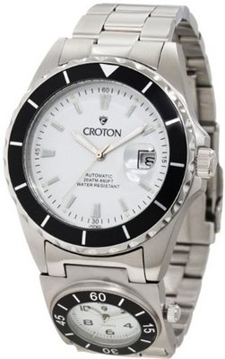 Croton CA301150SSBK Multi-Time Automatic Dual Time White Dial Stainless Steel