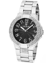 White Crystal Grey Guilloche Dial Rhodium Plated Brass