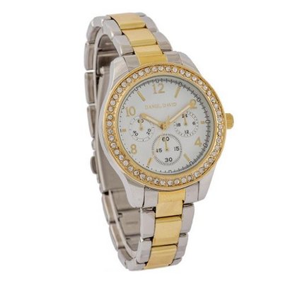 Daniel David DD11502 - Dress - Two-Tone Silver & Gold tone Stainless Steel with Cubic Zirconia