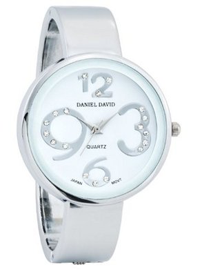 Daniel David HA0469 - Fashion - Pure White Stylish Large Number & Cubic Zirconia Rhinestone Bangle