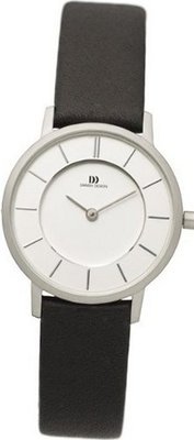Danish Design IV12Q789 Stainless Steel Case Leather band Silver Tone Dial Ladie's