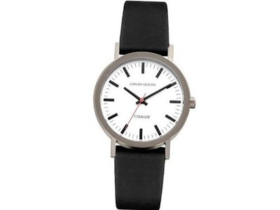 Danish Design IV14Q199 Titanium Case White Dial Leather Band Ladie's