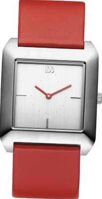 Danish Design IV14Q989 Stainless Steel Case Red Leather Band Silver Dial