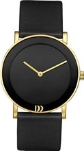 Danish Design IV15Q896 Stainless Steel Case Black Leather Band Gold Tone Bezel