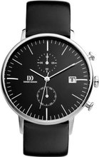 Danish Design Quartz with Black Dial Chronograph Display and Black Leather Strap DZ120140