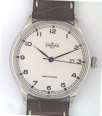 Davosa Classic - Stainless Steel - Leather Strap Brown