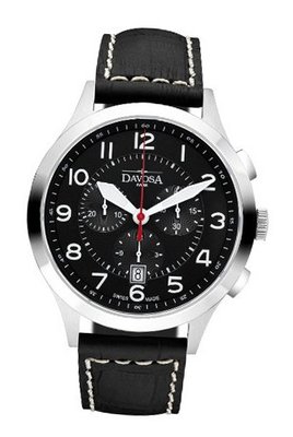 Davosa Metropolitan Quartz with Black Dial Analogue Display and Black Leather Strap 16243456