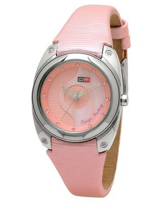 DFactory DFI014ZPP White Label Pink and Mother of Pearl Dial PU and Leather Strap