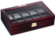 Diplomat 31-57601 Ebony Wood Finish with Clear Top and Black Leather Interior 10 Storage Case